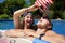 American Flag Flask for Liquor, Wine, Drinks: Beverage Dispenser Holds 2 Liters for Summer, July 4, Sports Tailgating, Birthday, Graduation, Cruises, Boating, BBQ Parties, by Party Flasks